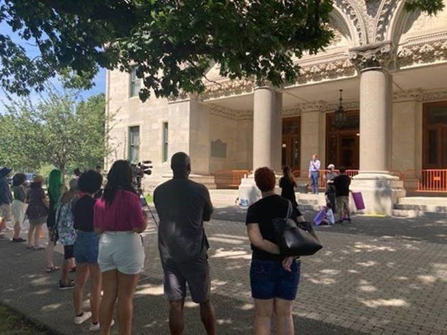 Blumenthal attended a rally in support of reproductive rights in Hartford.